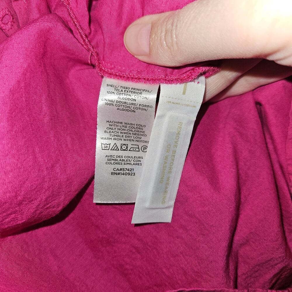 Ann Taylor LOFT Pink Dress Eyelet V-neck Flutter Sleeve Size Small Petite Cotton - Picture 8 of 8